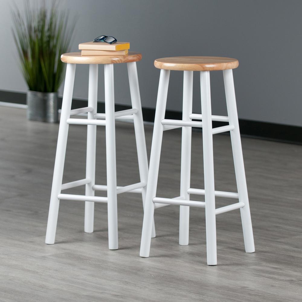 Tabby 2-Pc 30" Bar Stool Set Natural & White. Picture 9