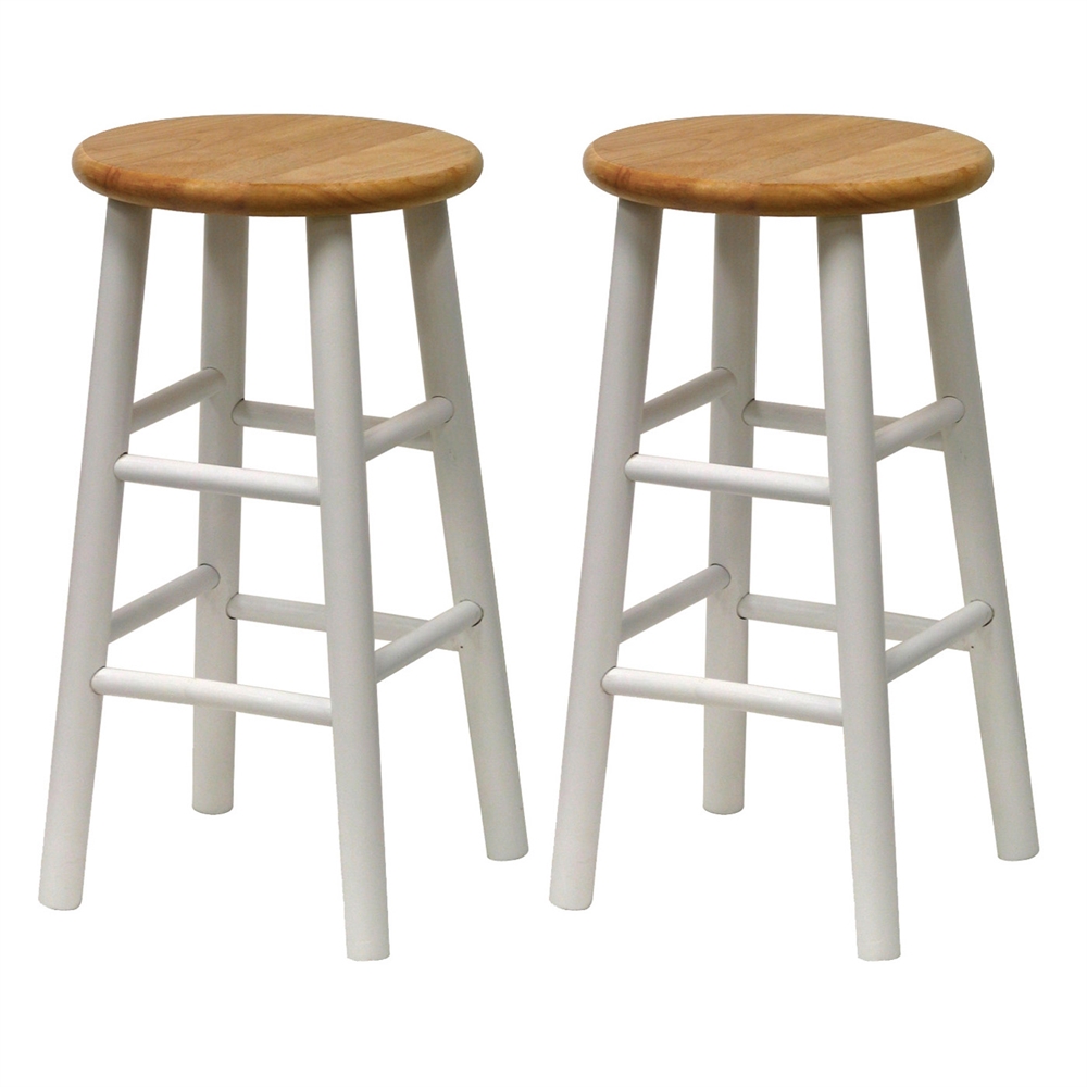 Tabby 2-Pc 24" Bar Stool Set Natural & White. The main picture.