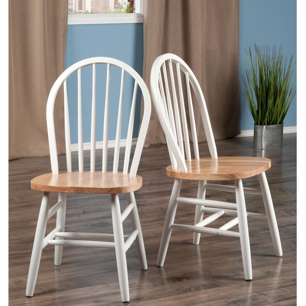 Windsor Arrow-back Chairs, 2-Pc Set, Natural & White. Picture 7