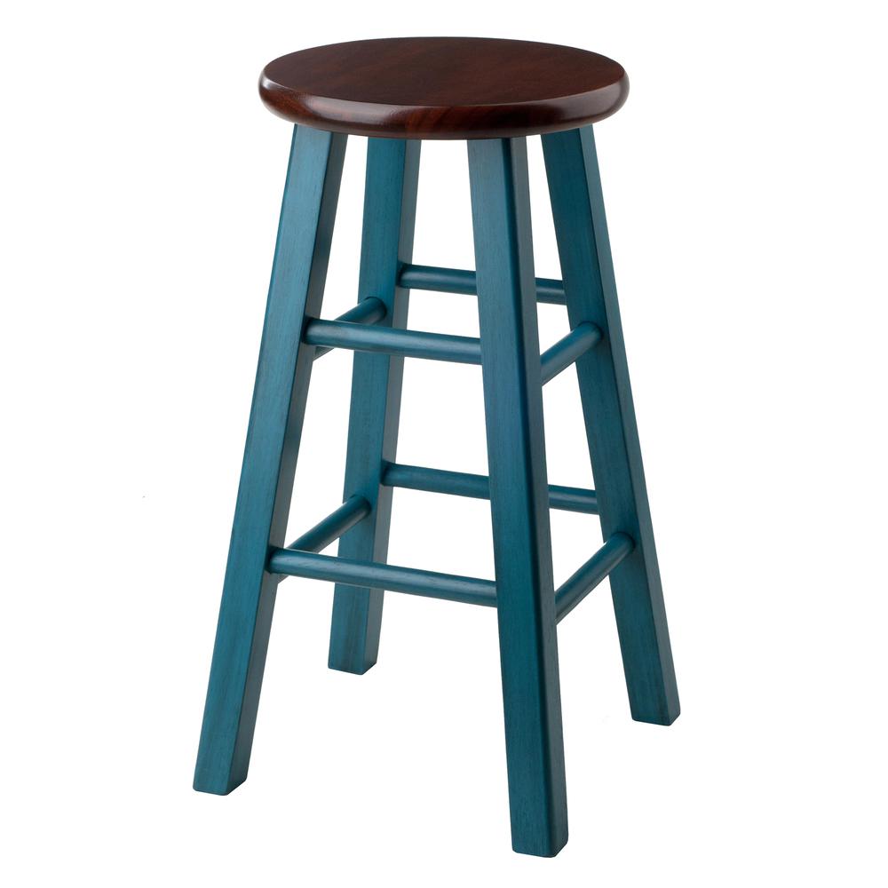 Ivy 24" Counter Stool Rustic Teal w/ Walnut Seat. The main picture.