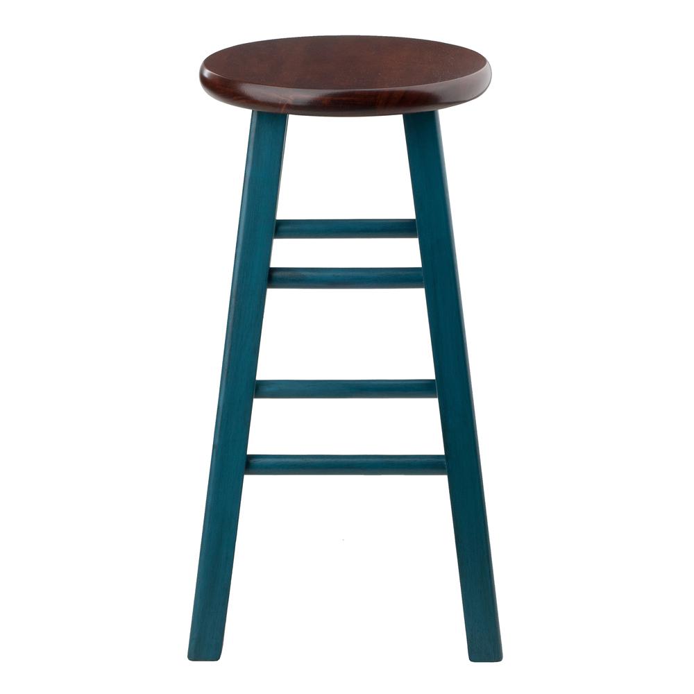 Ivy 24" Counter Stool Rustic Teal w/ Walnut Seat. Picture 5