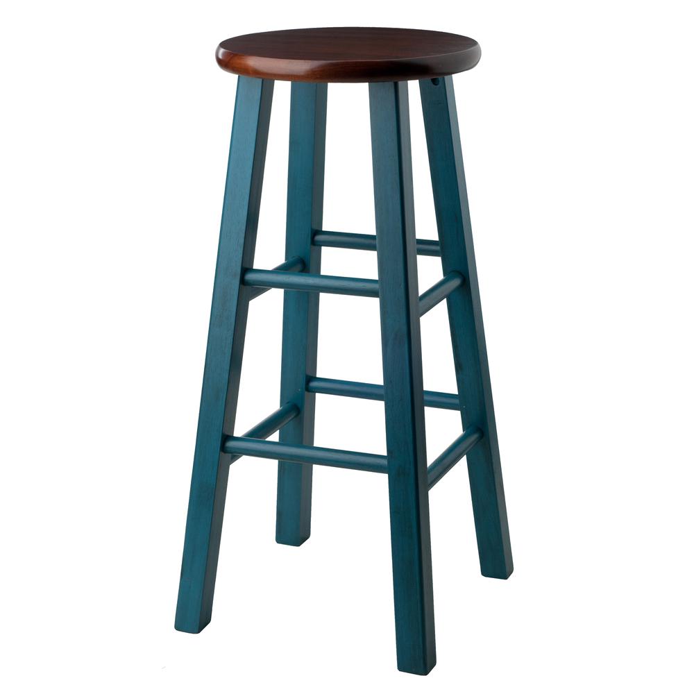 Ivy 29" Bar Stool Rustic Teal w/ Walnut Seat. Picture 4