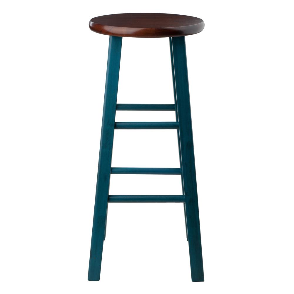 Ivy 29" Bar Stool Rustic Teal w/ Walnut Seat. Picture 5