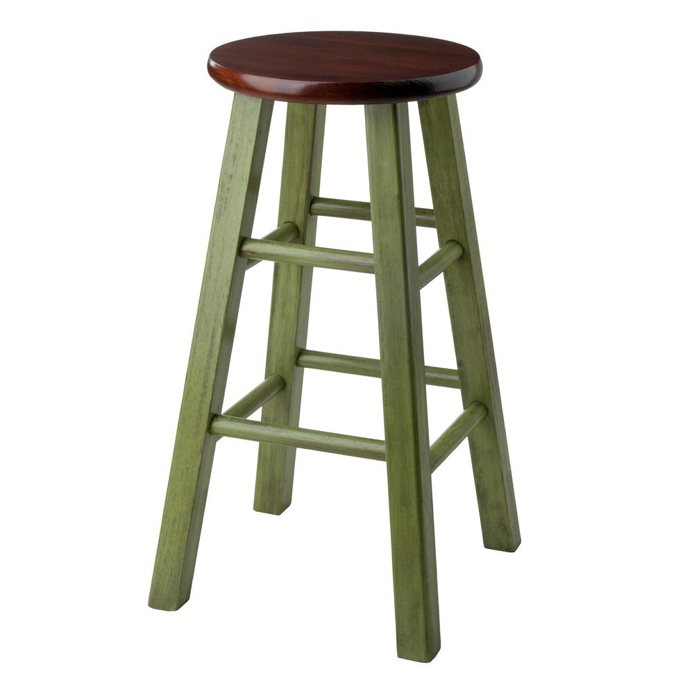 Ivy 24" Counter Stool Rustic Green w/ Walnut Seat. Picture 2