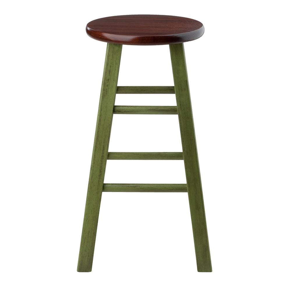Ivy 24" Counter Stool Rustic Green w/ Walnut Seat. Picture 5