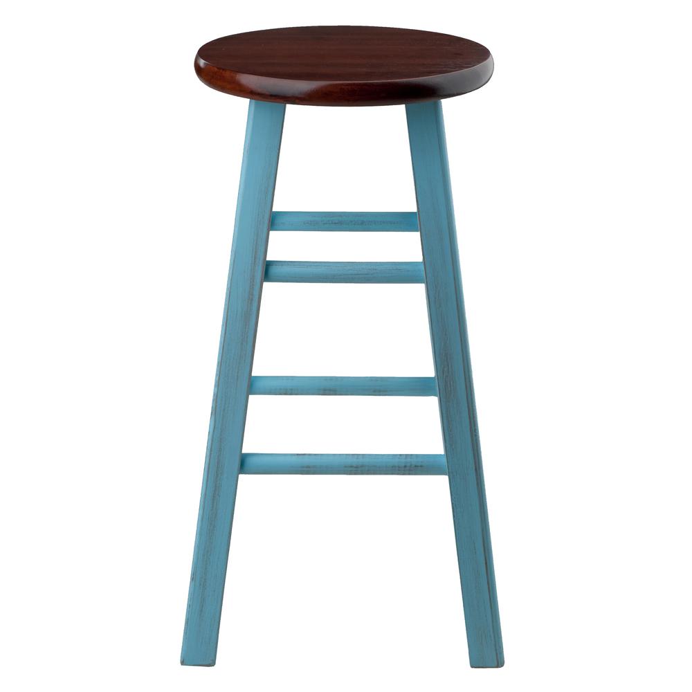 Ivy 24" Counter Stool Rustic Light Blue w/ Walnut Seat. Picture 5