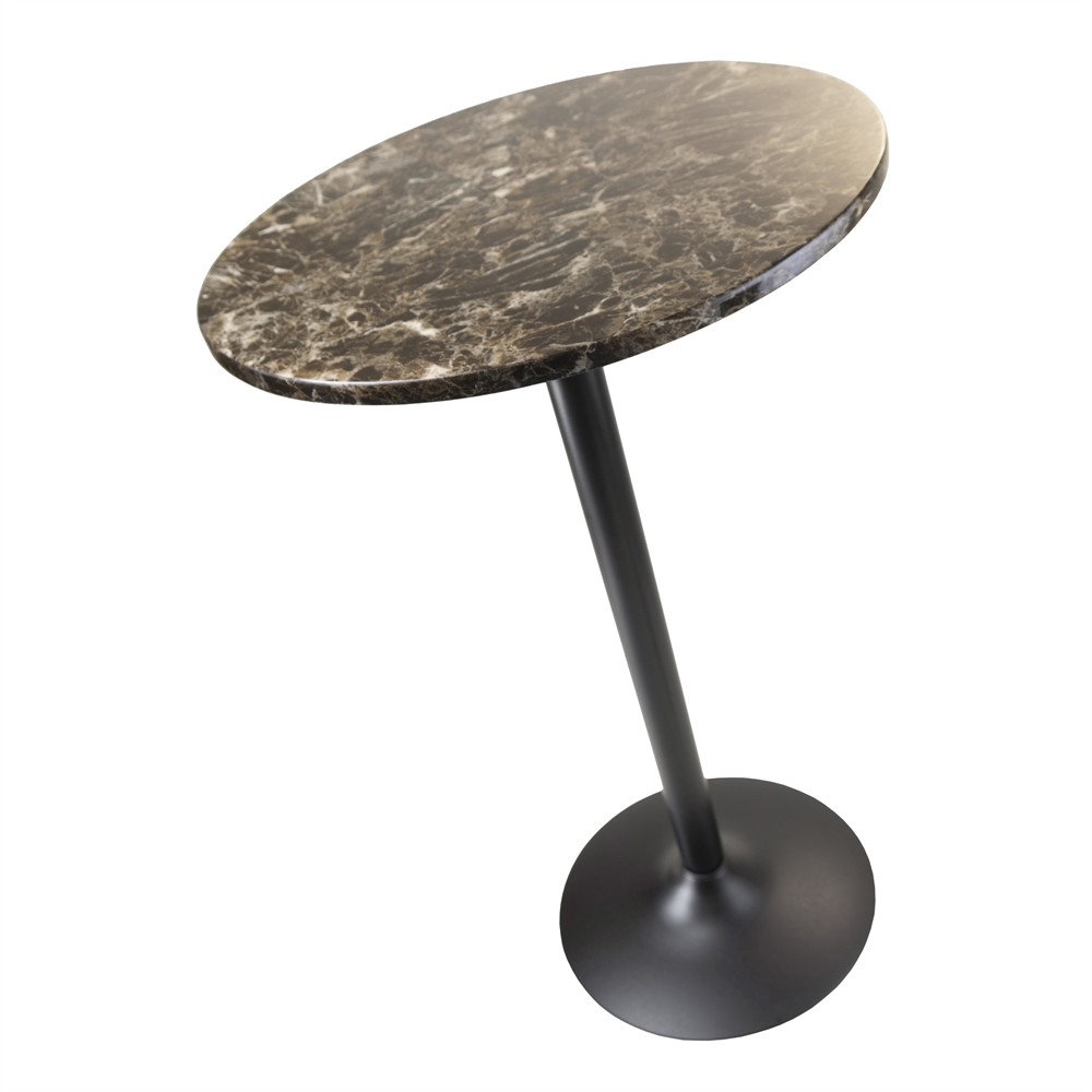 Cora Pub Table, Bar Height, Round, Faux Marble Top, Black Base. Picture 2