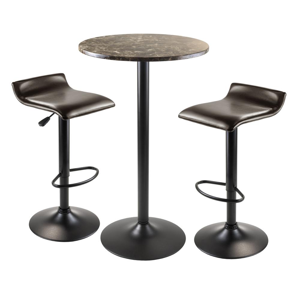 Cora 3pc Round Pub Table with 2 Swivel Stools. Picture 1