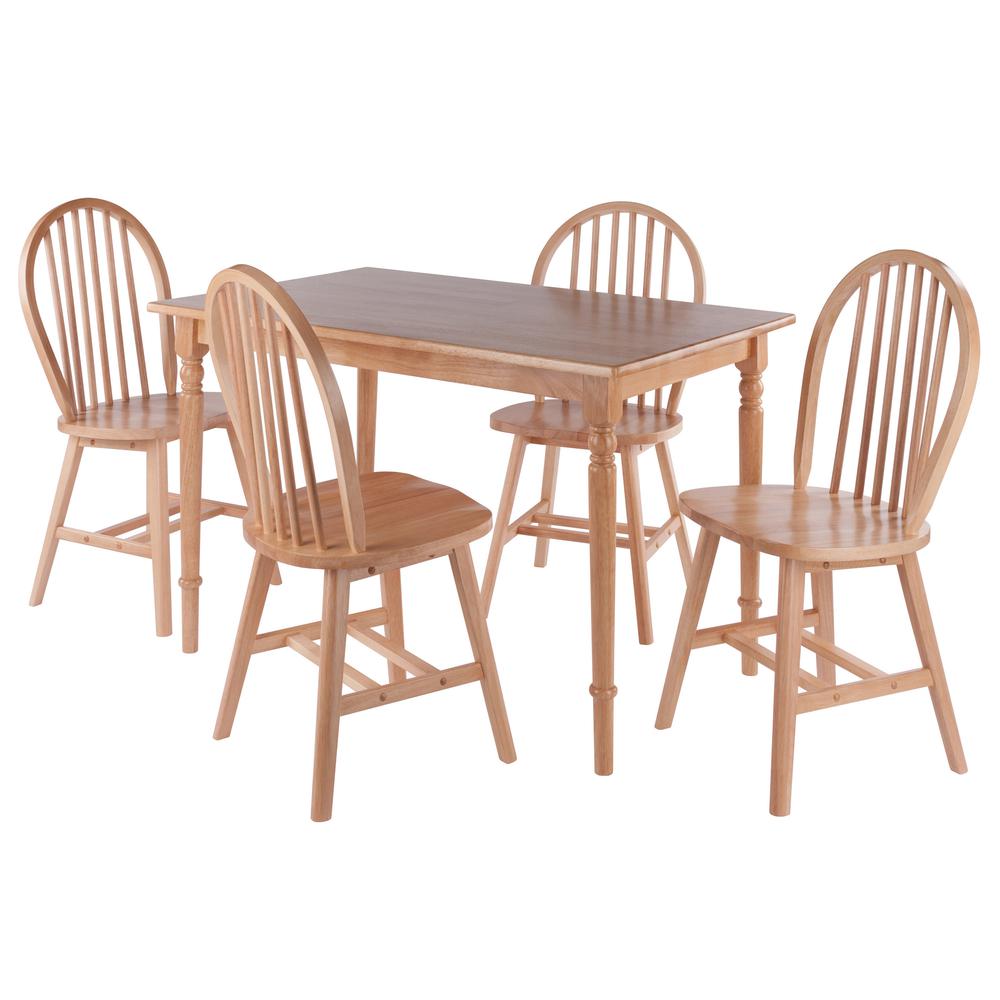 Ravenna 5-Pc Dining Table with Windsor Chairs, Natural. Picture 1