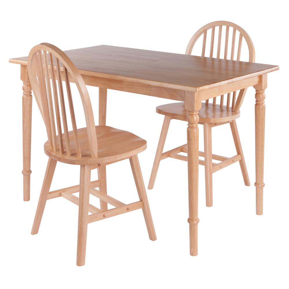 Ravenna 3-Pc Dining Table with Windsor Chairs, Natural. Picture 1