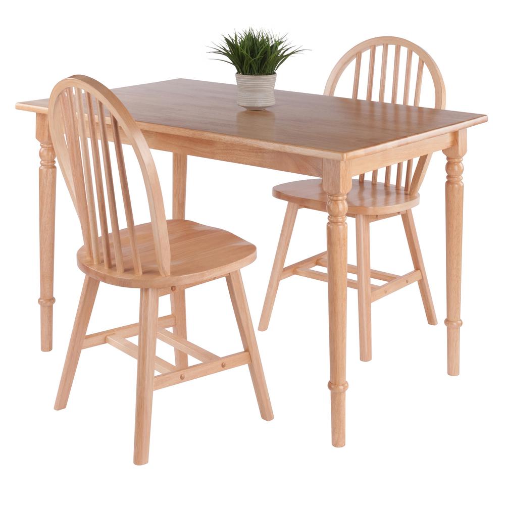 Ravenna 3-Pc Dining Table with Windsor Chairs, Natural. Picture 2