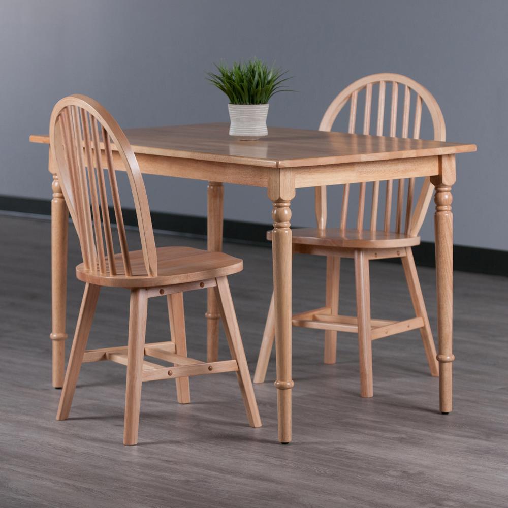 Ravenna 3-Pc Dining Table with Windsor Chairs, Natural. Picture 3