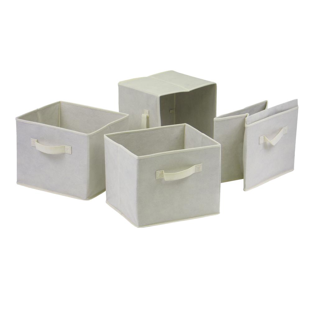 Capri Set of 4 Foldable Beige Fabric Baskets. Picture 1