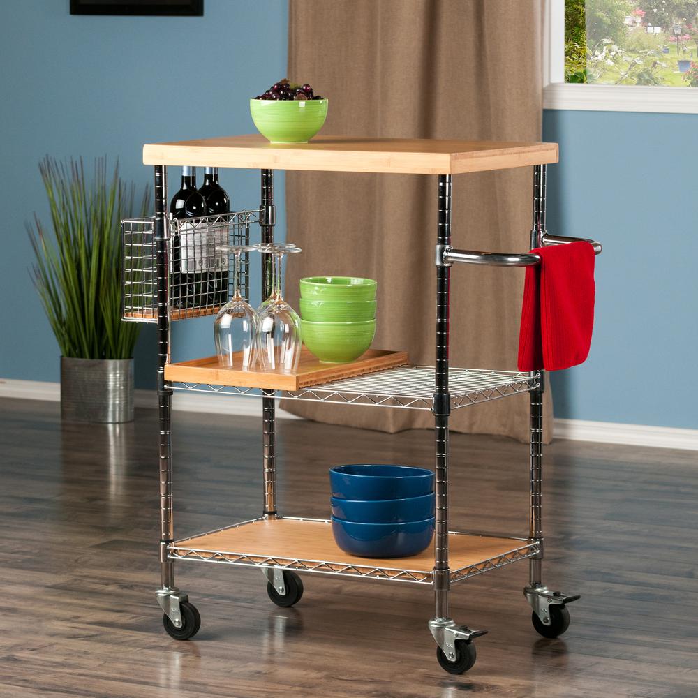 Madera Kitchen Cart in Natural Bamboo. Picture 7
