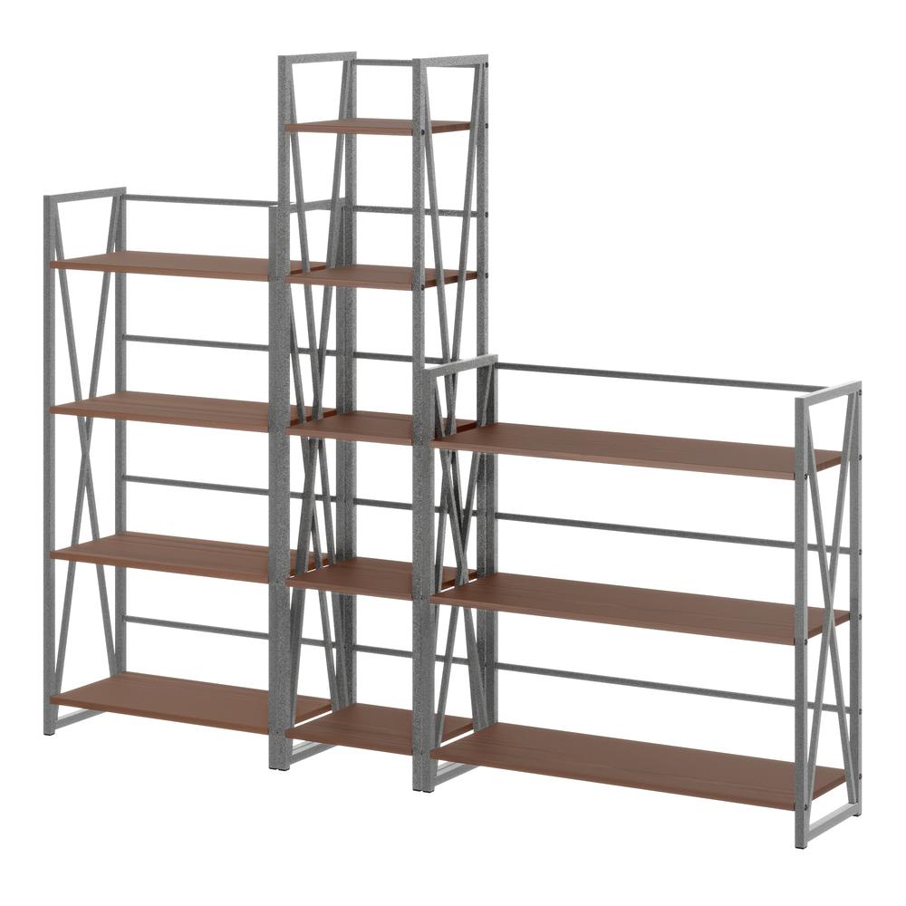 Isa 3-Pc Shelving Set, Graphite and Walnut. Picture 1