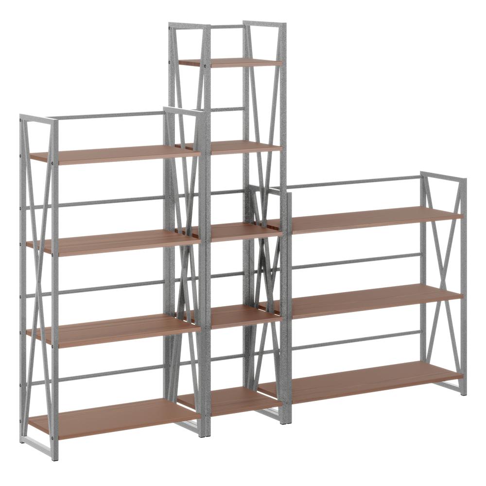 Isa 3-Pc Shelving Set, Graphite and Walnut. Picture 2