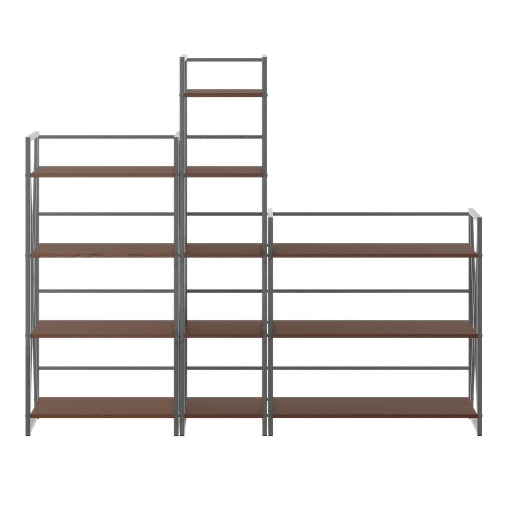 Isa 3-Pc Shelving Set, Graphite and Walnut. Picture 3