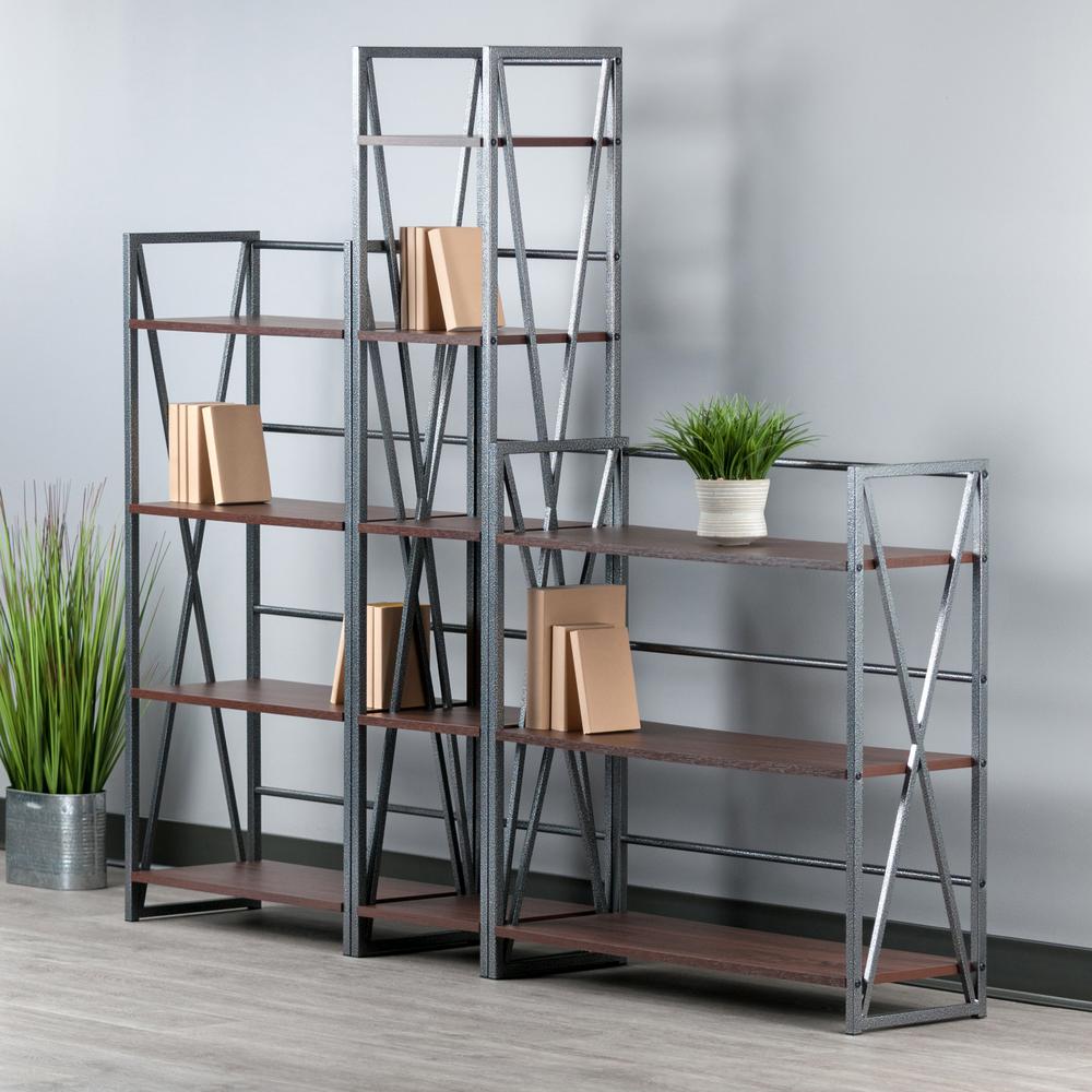 Isa 3-Pc Shelving Set, Graphite and Walnut. Picture 8