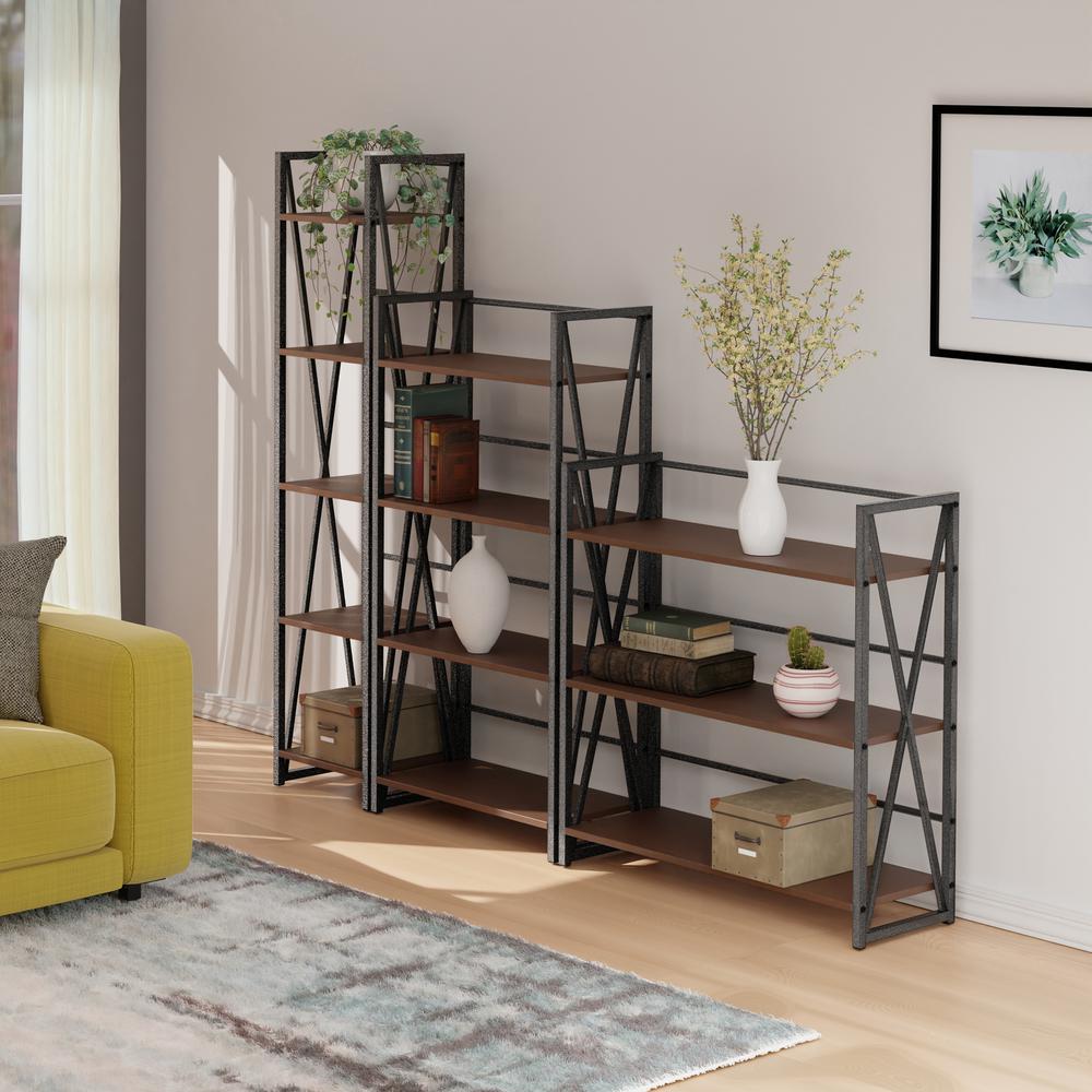Isa 3-Pc Shelving Set, Graphite and Walnut. Picture 9