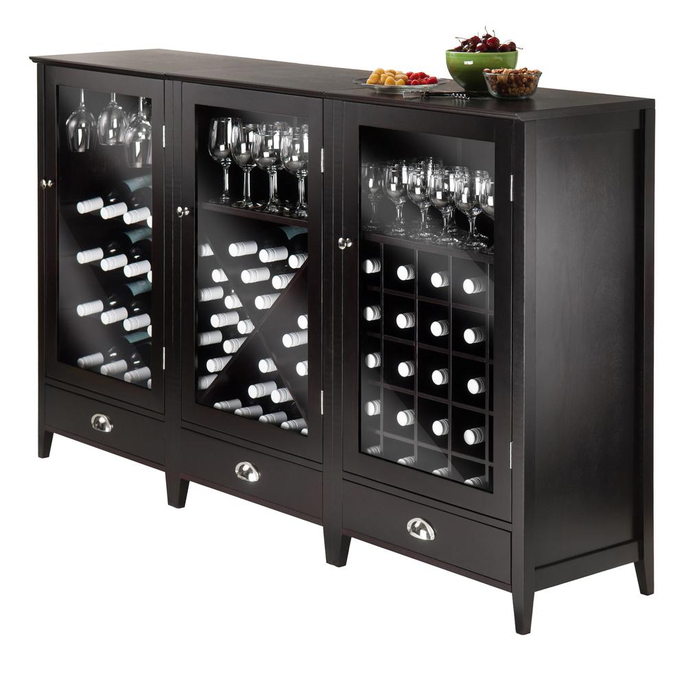 Bordeaux 3-Pc Modular Wine Cabinet  Set with Tempered Glass Doors. Picture 2