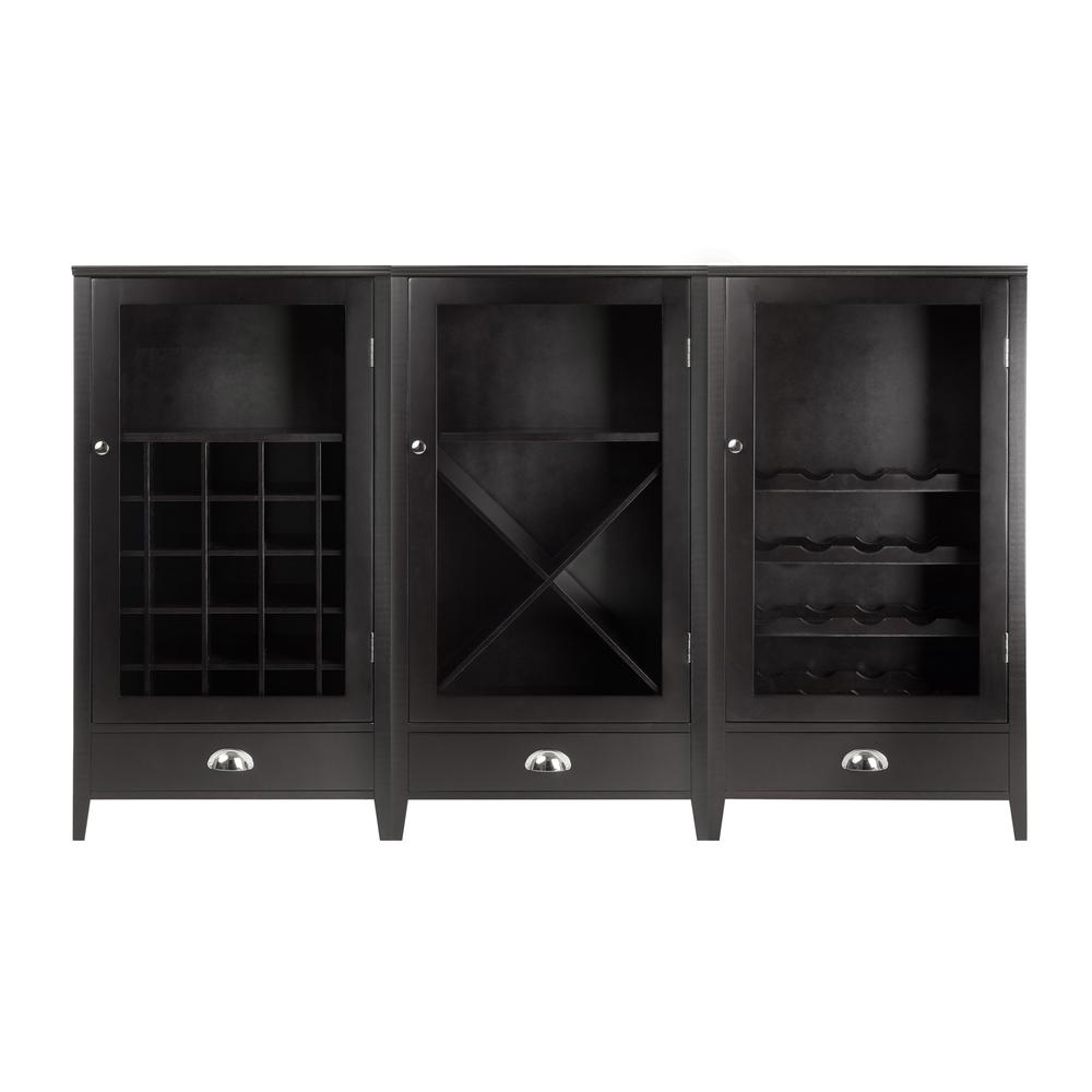 Bordeaux 3-Pc Modular Wine Cabinet  Set with Tempered Glass Doors. Picture 1