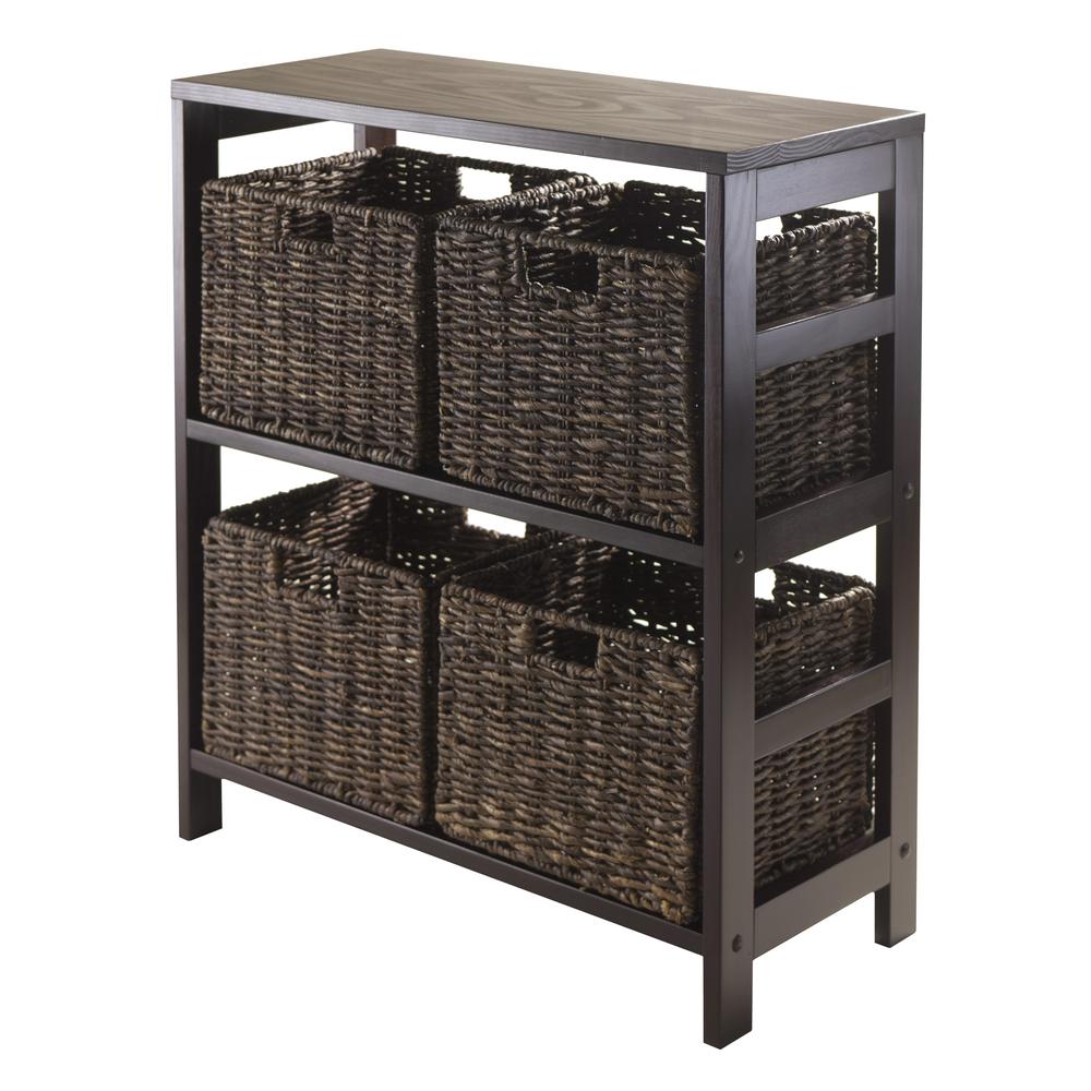 Granville 5pc Storage Shelf with 4 Foldable Baskets, Espresso. The main picture.
