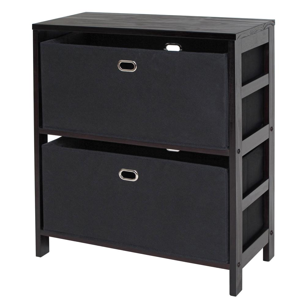 Torino 3-PC Set Storage Shelf with Black Fabric Baskets. Picture 1