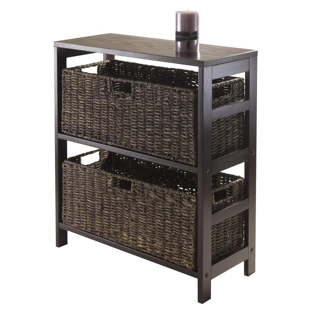 Granville 3pc Storage Shelf with 2 Large Baskets, Espresso. Picture 2