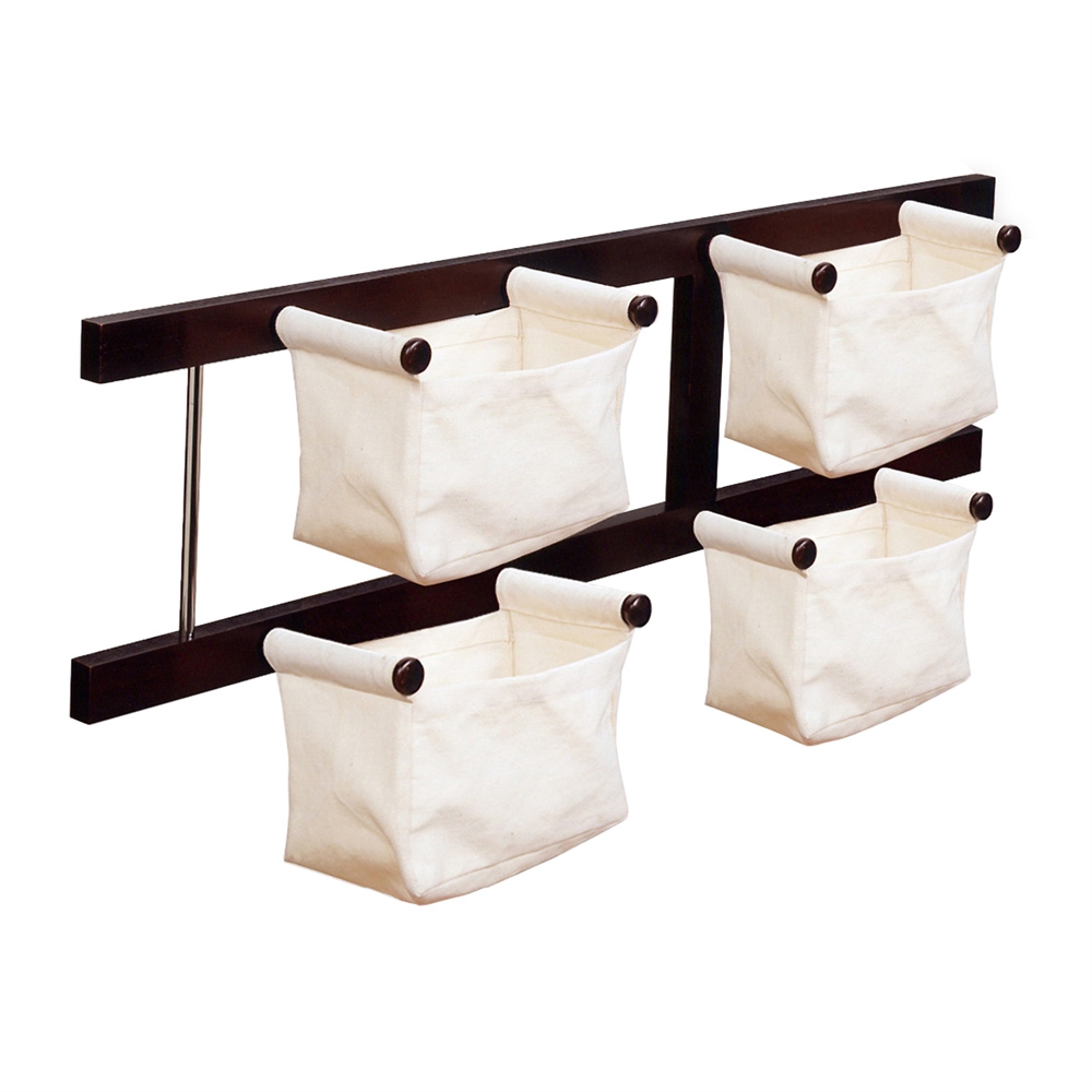 Storage/Magazine Rack with 4 Canvas Baskets. The main picture.