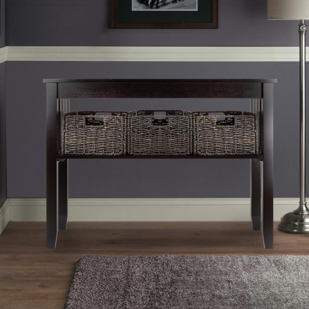 Morris Console Hall Table with 3 Foldable Baskets. Picture 5