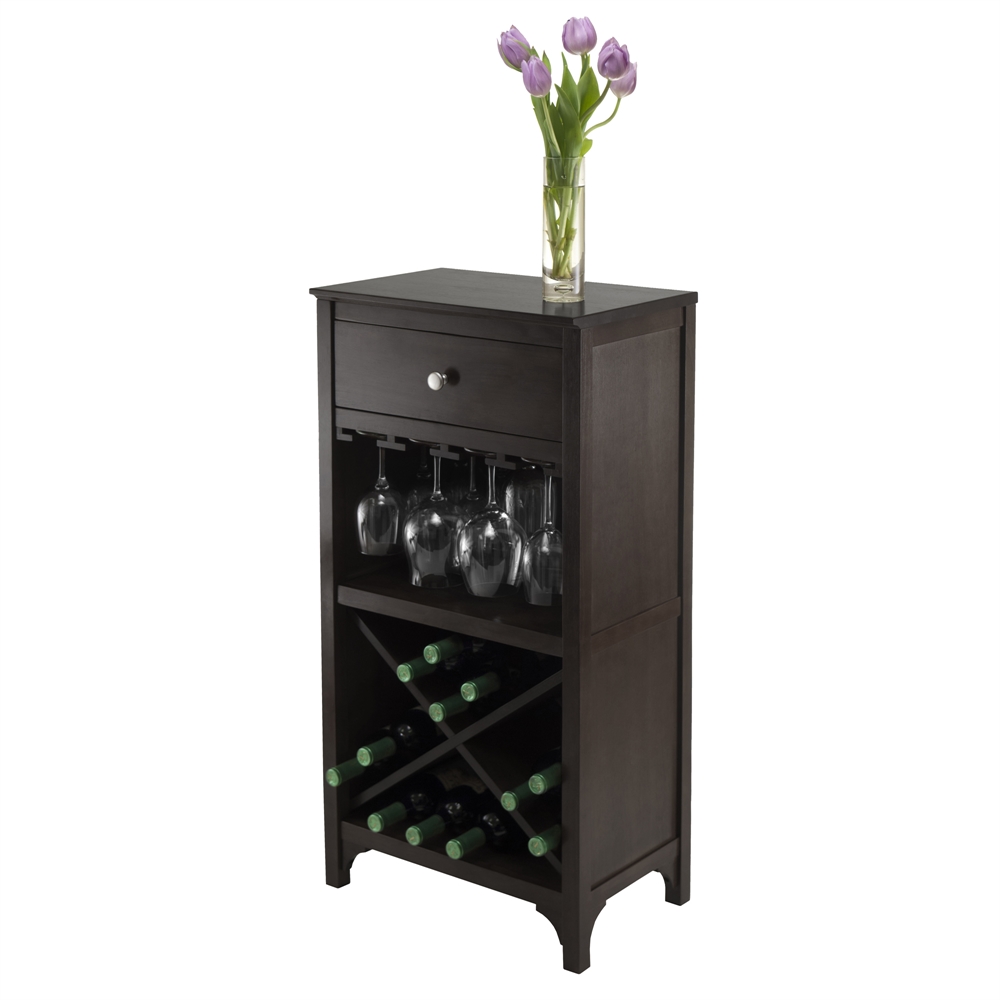 Ancona Modular Wine Cabinet with One Drawer, Glass Rack, X Shelf. Picture 2
