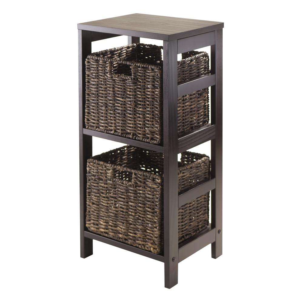 Granville 3pc Storage Shelf with 2 Foldable Baskets, Espresso. Picture 1