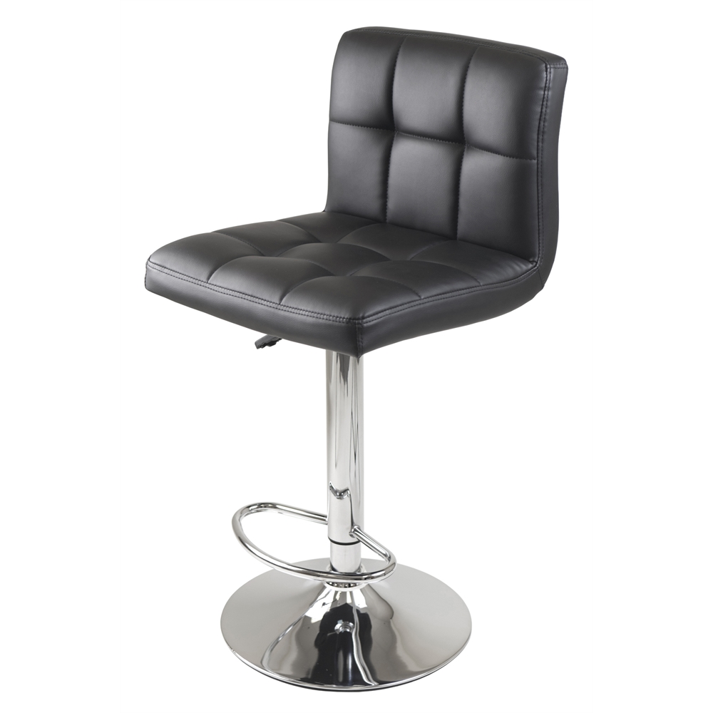 Stockholm Air Lift Stool, Swivel Square Grid Faux Leather Seat, Black. The main picture.