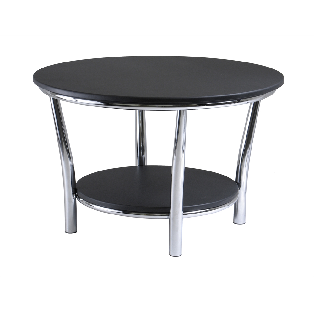Maya Round Coffee Table, Black Top, Metal Legs. Picture 1