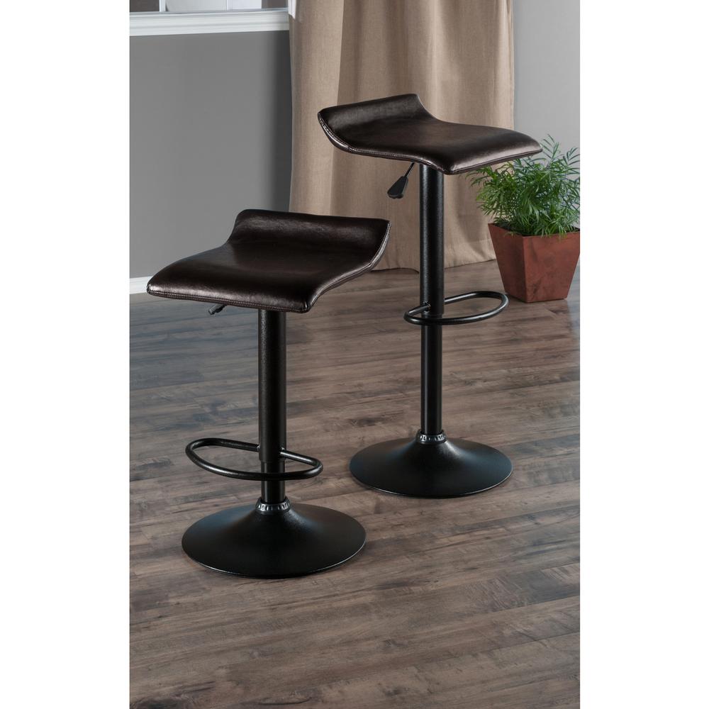 Paris Set of 2 Airlift Adjustable Swivel Stool with PU Leather Seat and Black Metal Base. Picture 8