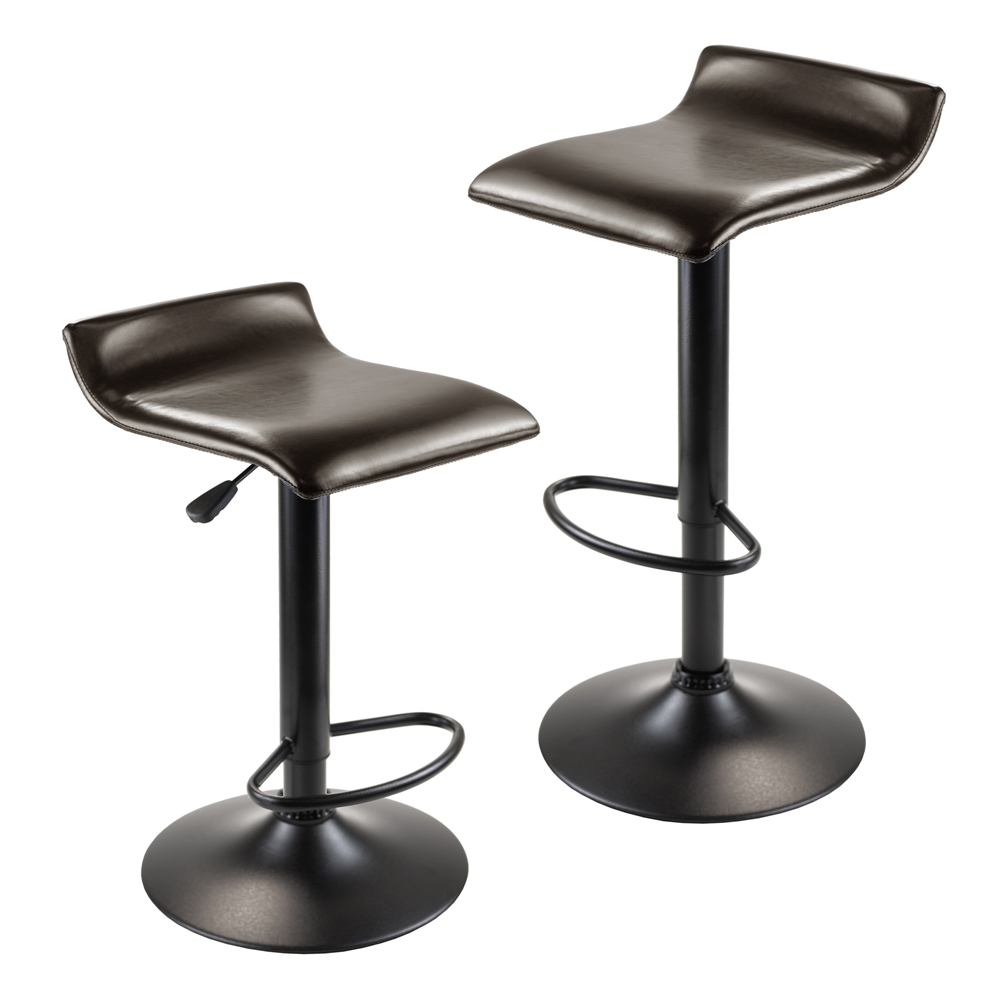 Paris Set of 2 Airlift Adjustable Swivel Stool with PU Leather Seat and Black Metal Base. Picture 1