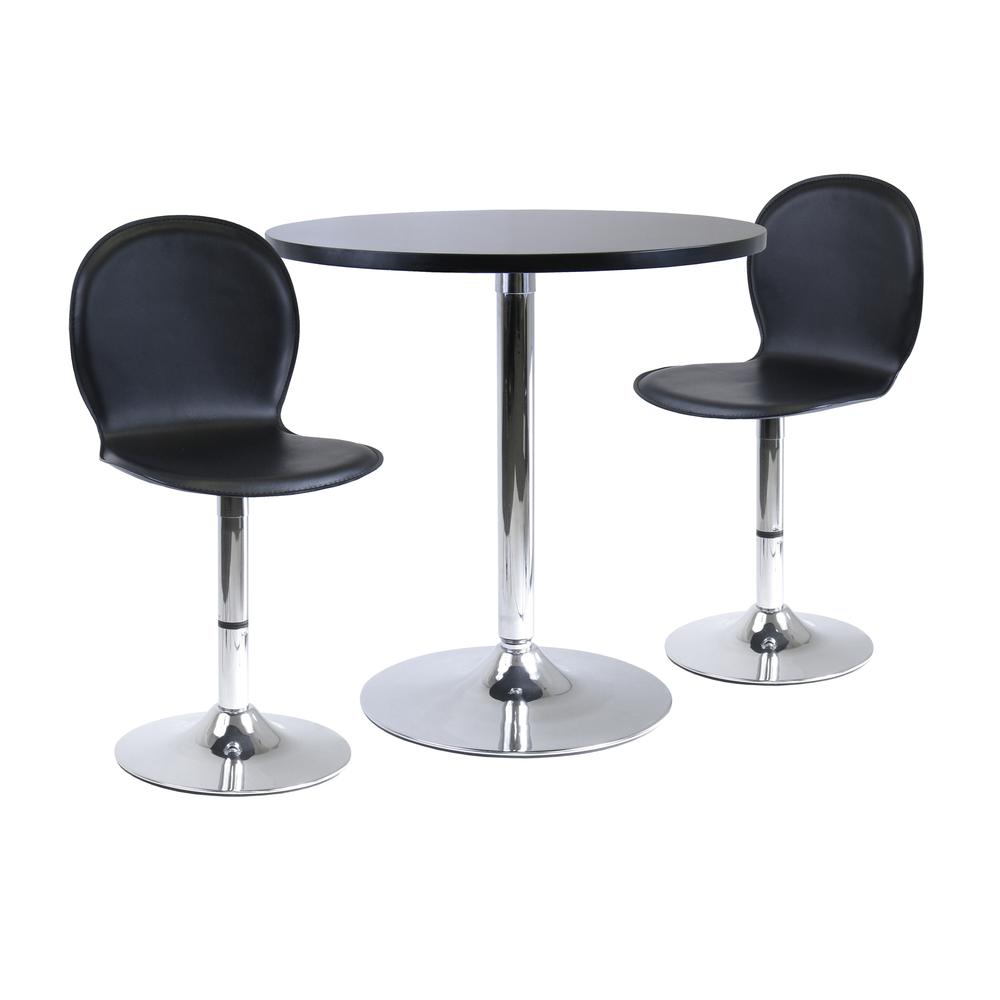Spectrum 3pc Dinning Table Set, 29" Round and 2 Swivel Faux Leather Chairs. The main picture.