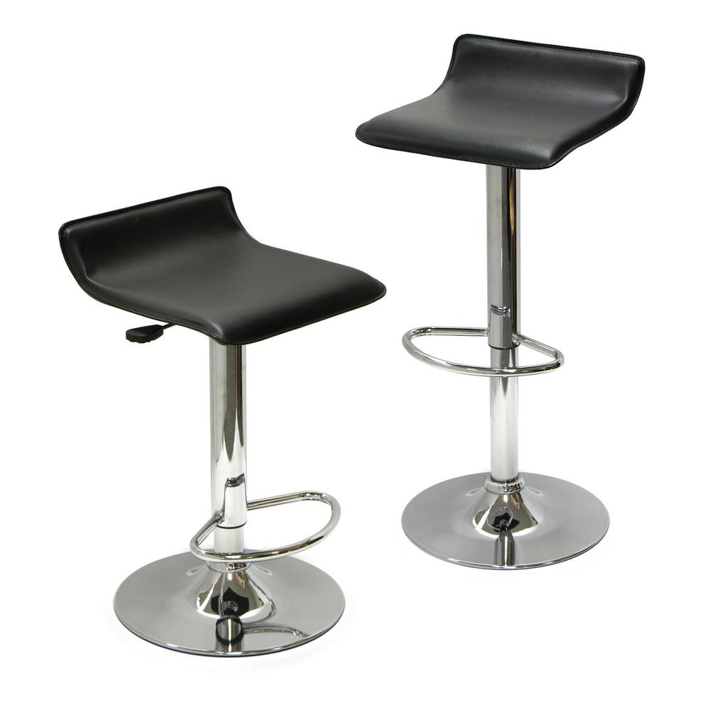 Spectrum Set of 2, Adjustable Air Lift Stool, Black Faux Leather, RTA. Picture 2