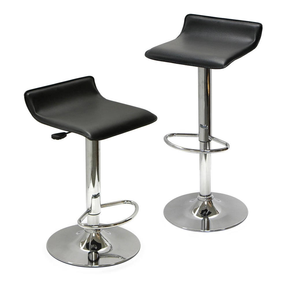 Spectrum Set of 2, Adjustable Air Lift Stool, Black Faux Leather, RTA. The main picture.