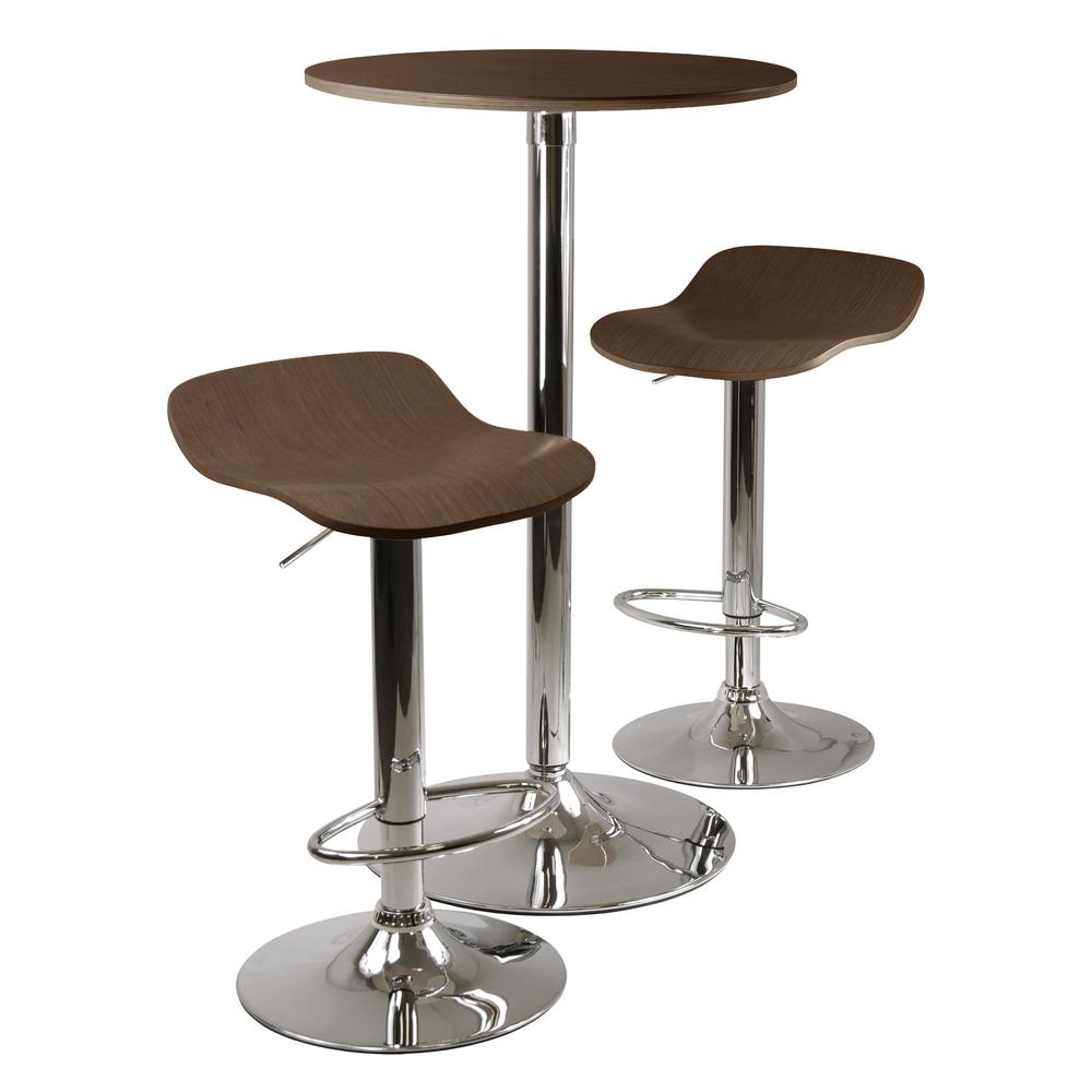 Kallie 3-pc Pub Table and Stools Set in Cappuccino. The main picture.