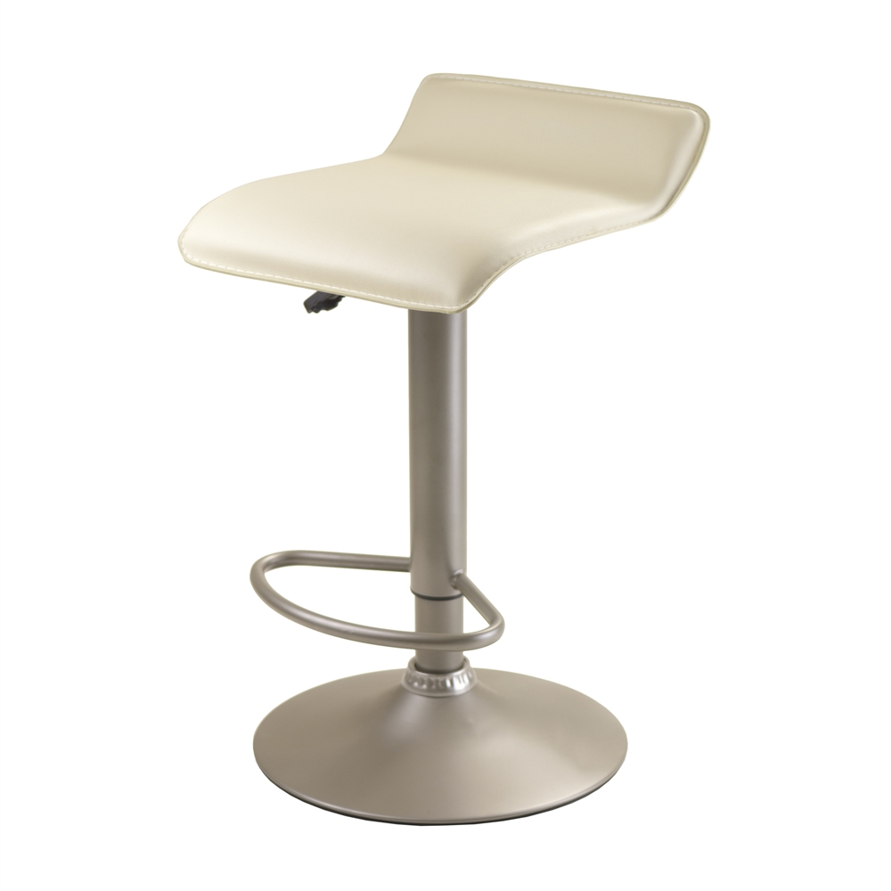Single Airlift Swivel Stool with Beige PVC Seat. Picture 1