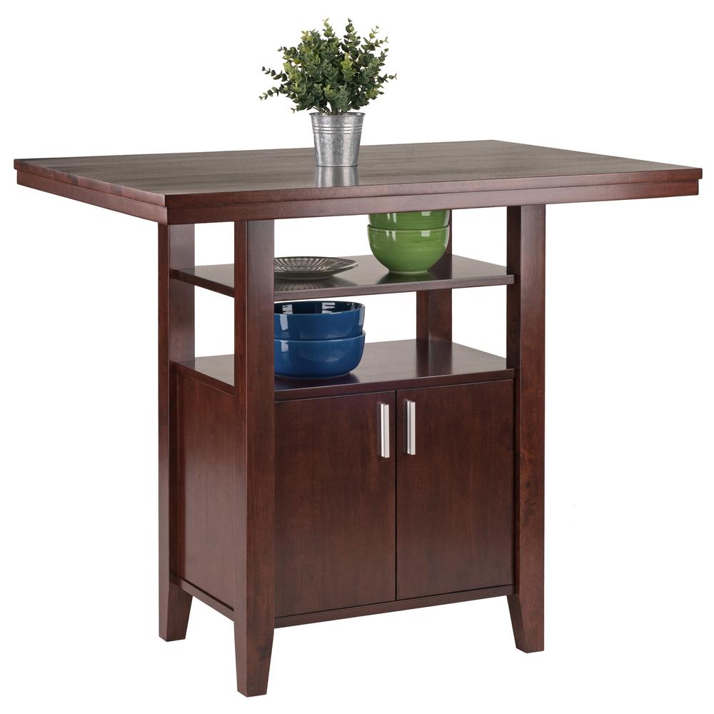 Albany High Table with Cabinet and Shelf in Walnut Finish. Picture 6