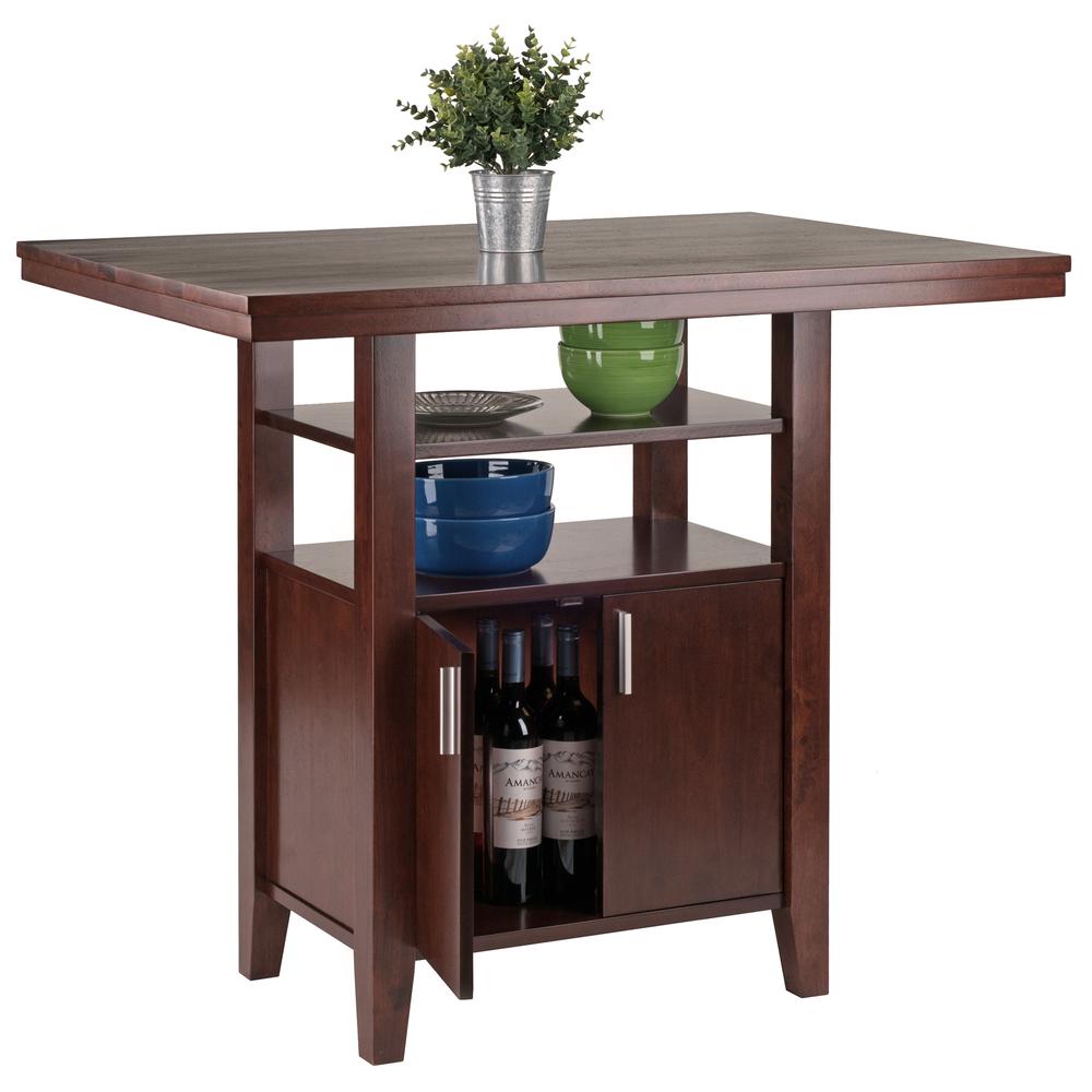 Albany High Table with Cabinet and Shelf in Walnut Finish. Picture 7