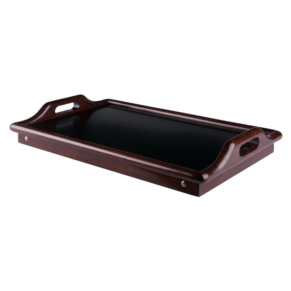 Reena Breakfast Tray Walnut/Black Finish with handle. The main picture.
