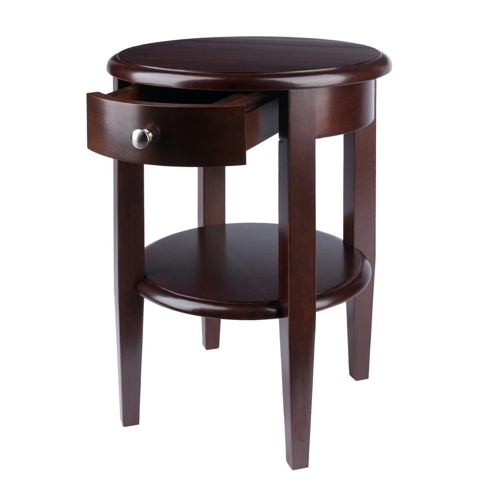 Concord Round End Table with Drawer and Shelf. Picture 2