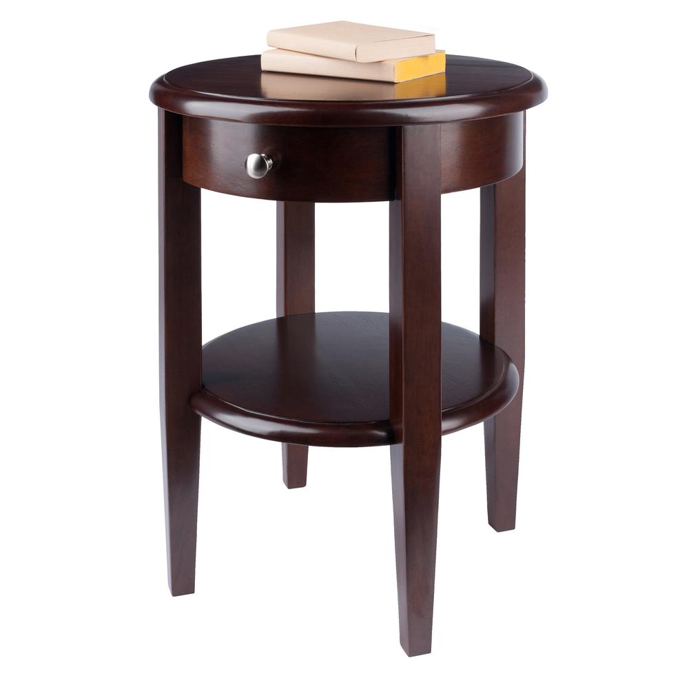 Concord Round End Table with Drawer and Shelf. Picture 6