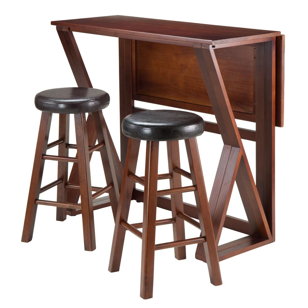 Harrington 3-Pc Drop Leaf High Table, 2-24" Cushion Round Seat Stools. The main picture.