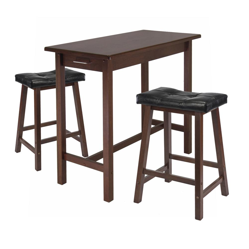 Sally 3-Pc Breakfast Table Set with 2 Cushion Saddle Seat Stools. Picture 1