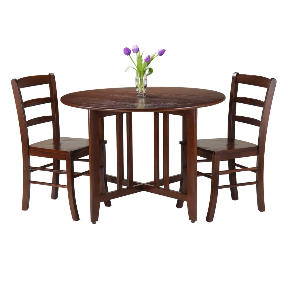 Alamo 3-Pc Round Drop Leaf Table with 2 Ladder Back Chairs. Picture 2