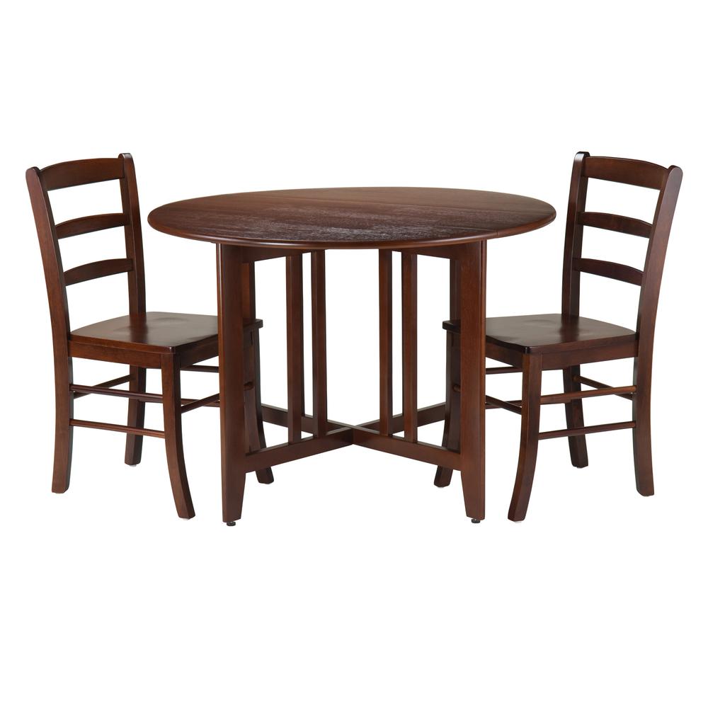 Alamo 3-Pc Round Drop Leaf Table with 2 Ladder Back Chairs. The main picture.